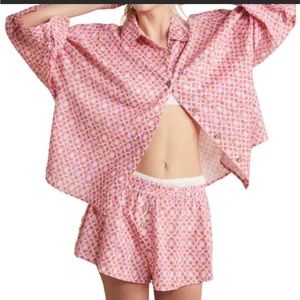 Intimately Free people Day dream linen short pajamas set  XS candy combo NWT